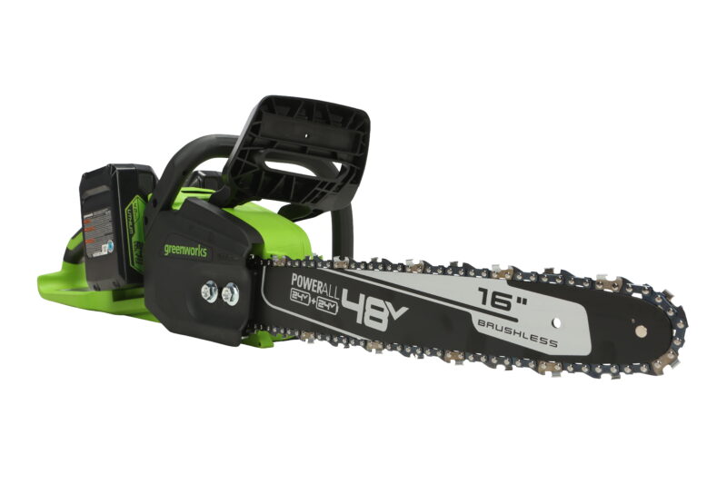 Greenworks 48V (2x24V) 16" Brushless Chainsaw + (2) 4Ah USB Batteries & Dual Port Charger 2018002 - Image 3
