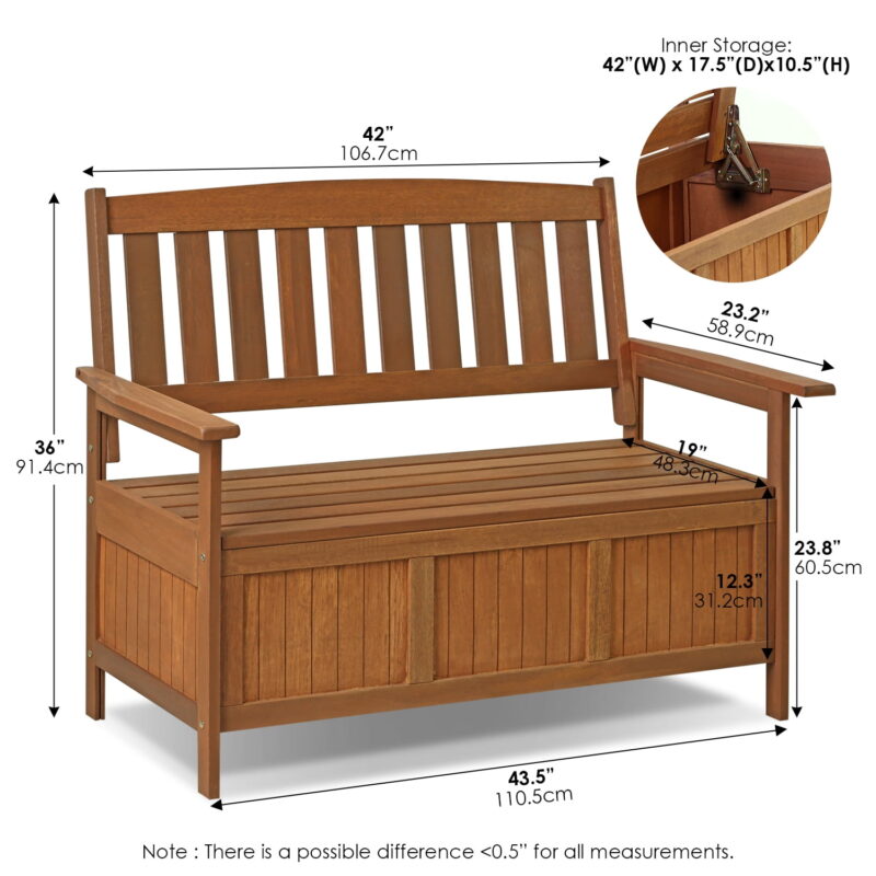 Furinno Tioman Water Resistant 41.9 Gallon Wood Deck Box, Brown - Image 4