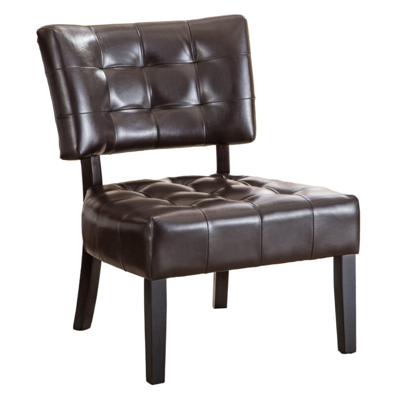 Roundhill Furniture Blended Leather Tufted Accent Chair with Oversized Seating, Brown Faux Leather - Image 6