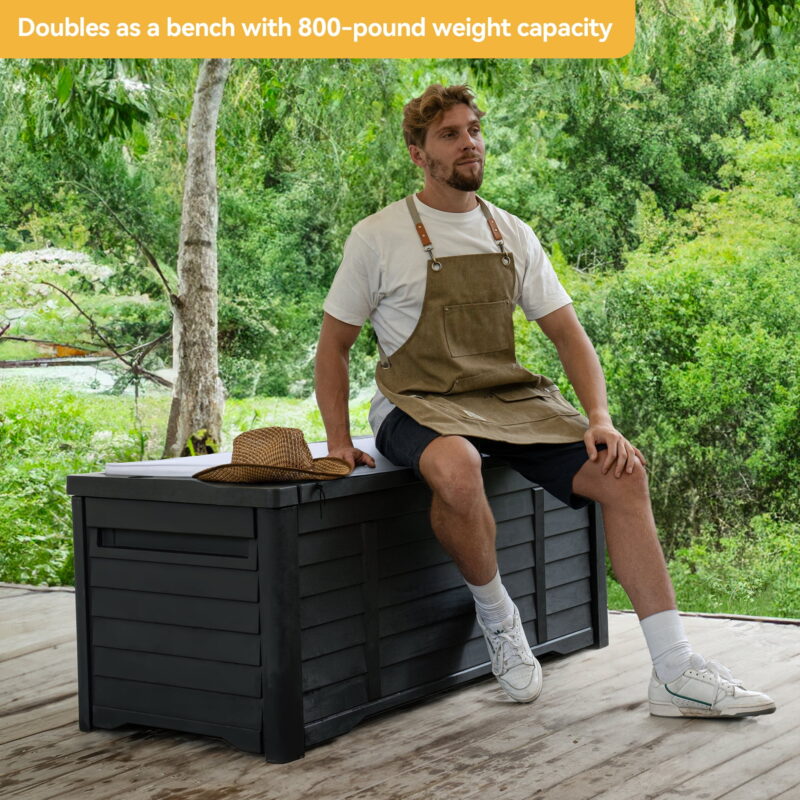 Dextrus Outdoor 120 Gallon Resin Deck Box, Black - Image 5