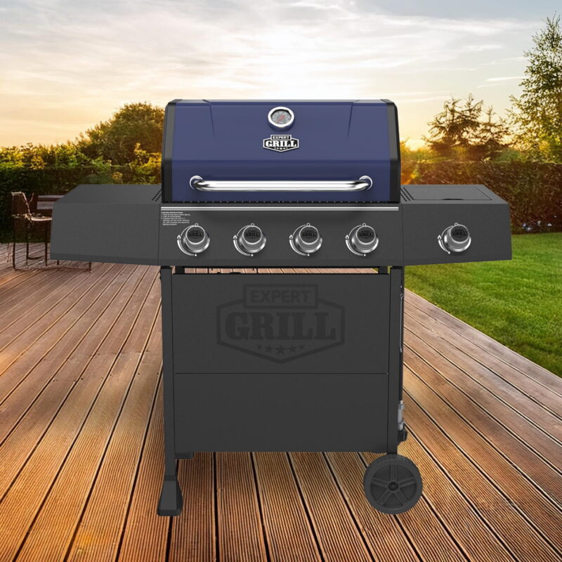 Expert Grill 4 Burner with Side Burner Propane Gas Grill in Blue - Image 4