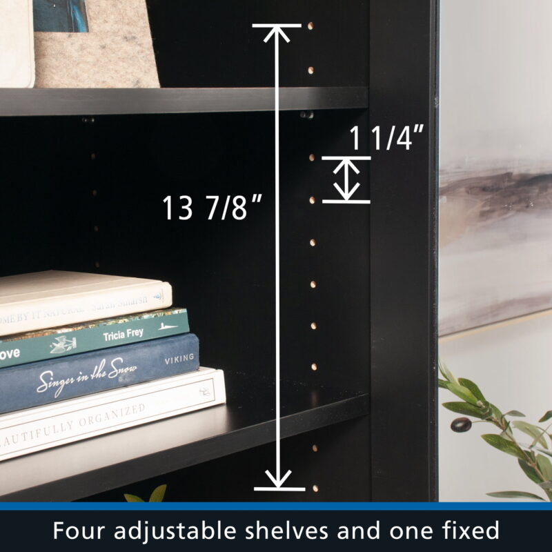 Mainstays Glass Door Storage Bookcase, Black Finish - Image 6
