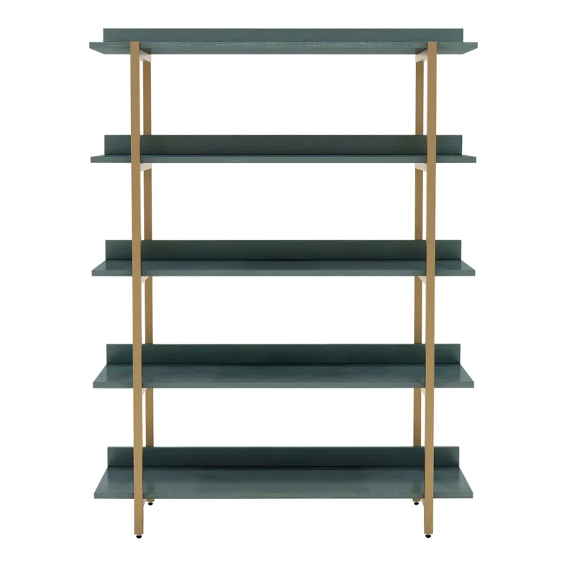 Furniture of America Chane 5-Shelf Bookshelf, Antique Blue - Image 3