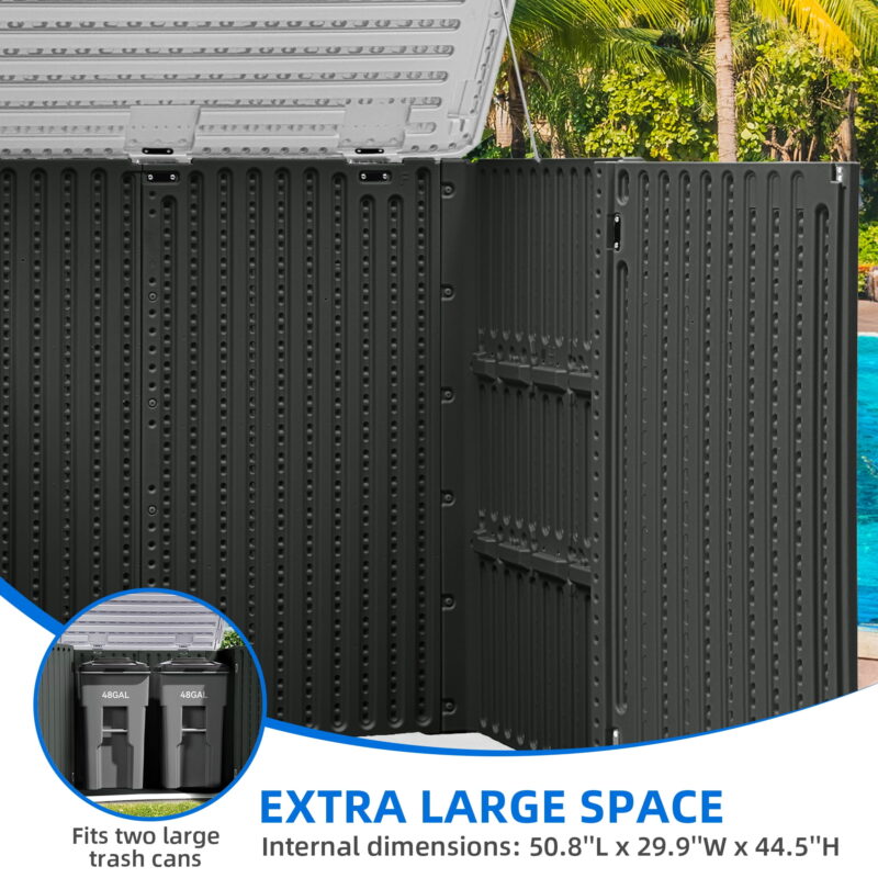 Uforic Outdoor Resin Tool Locker Without Shelf, Lockable Door & Lift-up Roof, 47 Cu Ft, Dark Gray - Image 5