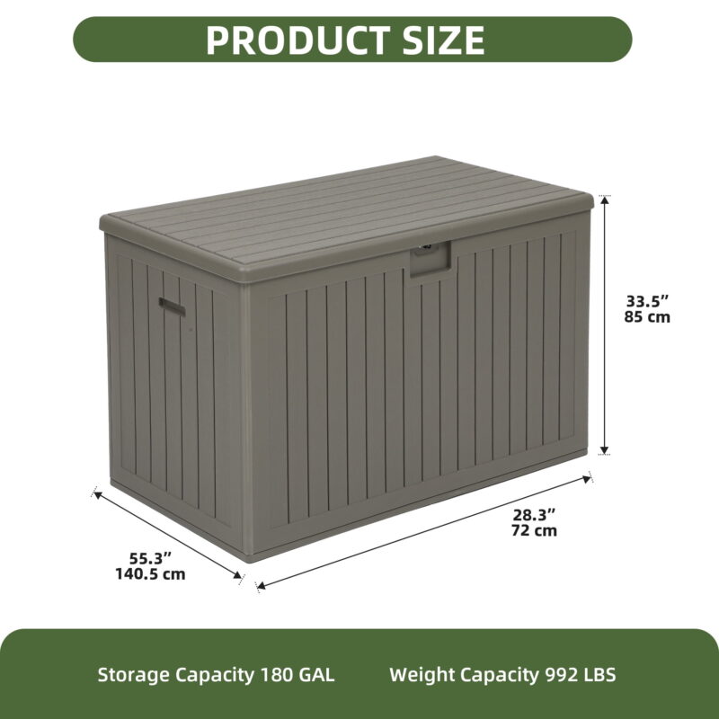Uforic 180 Gallon Extra Large Outdoor Deck Box, Double-Wall Resin Storage Box with Flexible Divider, Lockable,‎Weatherproof,Light Brown - Image 2