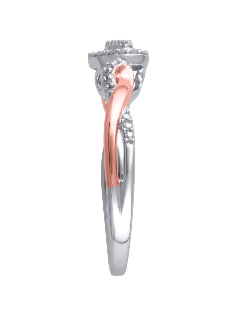 Hold My Hand 1/10 Ct Natural Diamond Promise Heart Ring for Women in 14K Rose Gold Plated - Image 3