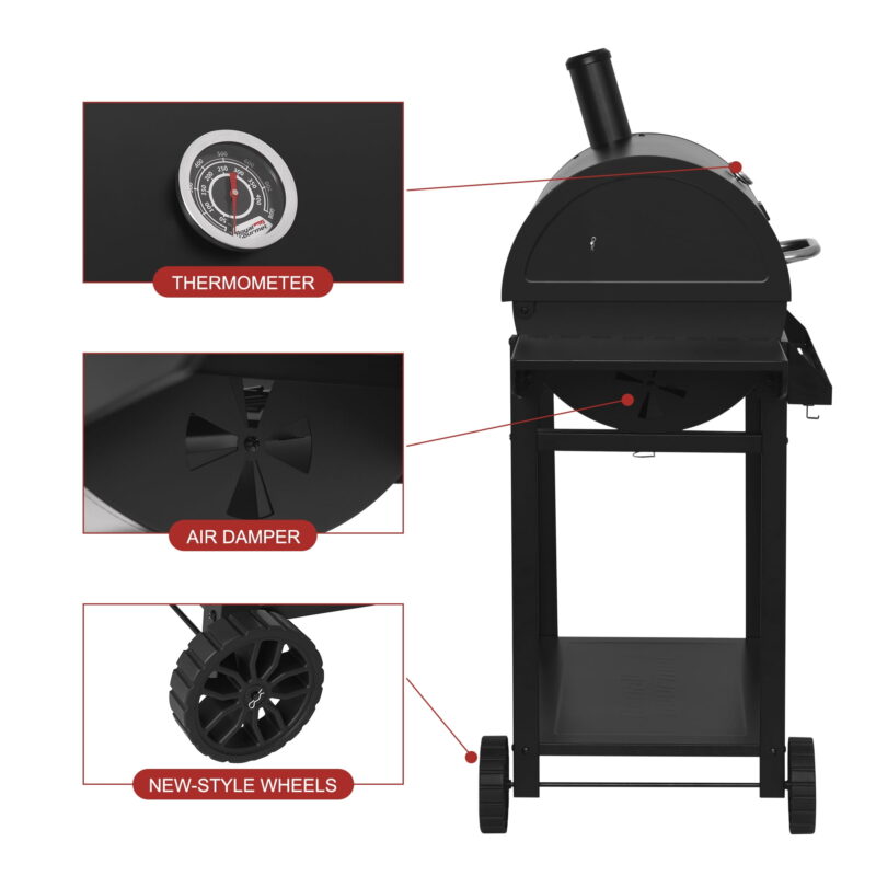 Royal Gourmet CC1830T 30" Barrel Charcoal Grill - Image 3