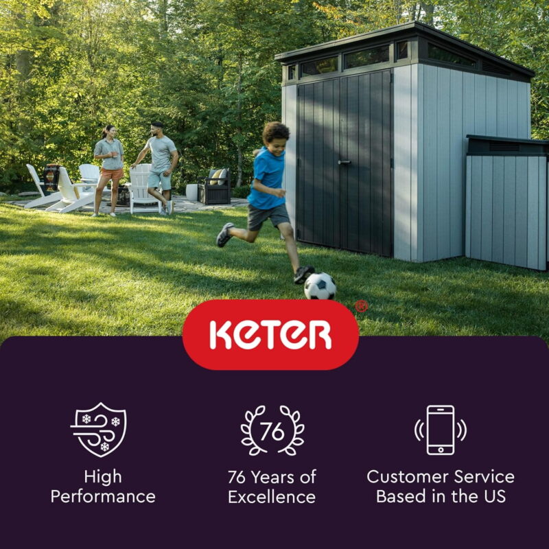 Keter Manor 4' x 6' Resin Storage Shed, All-Weather Plastic Outdoor Storage, Gray/White - Image 3