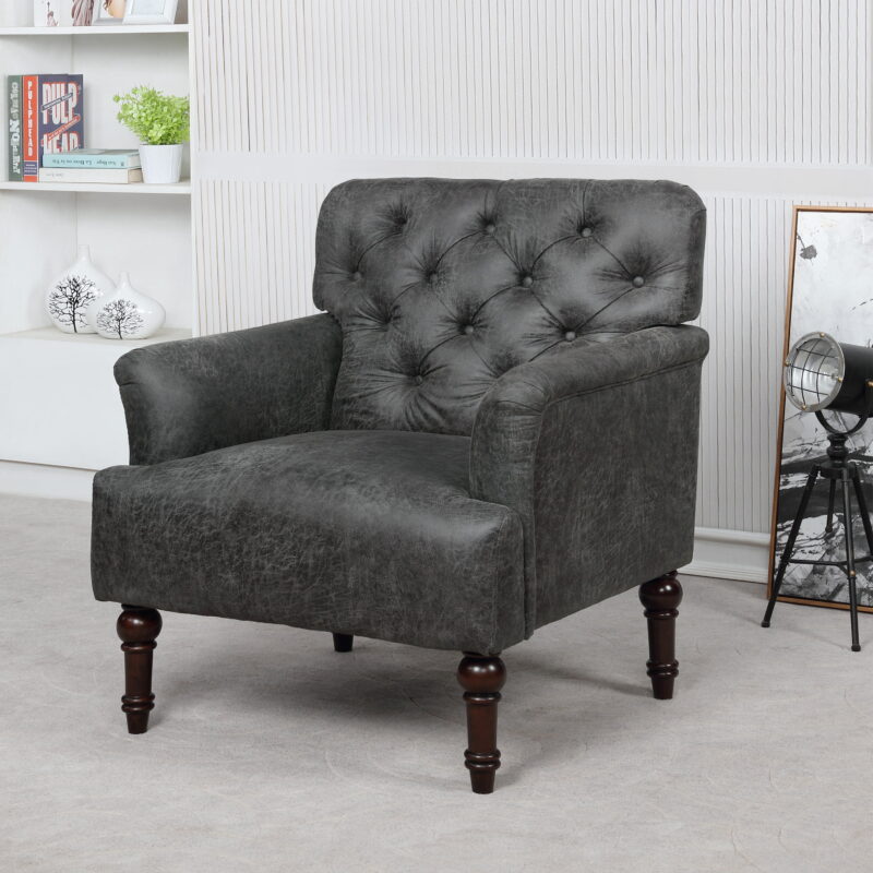 Furniture of America Lanis Traditional Indoor Tufted Lounge Armchairs & Accent Chairs, Gray - Image 5