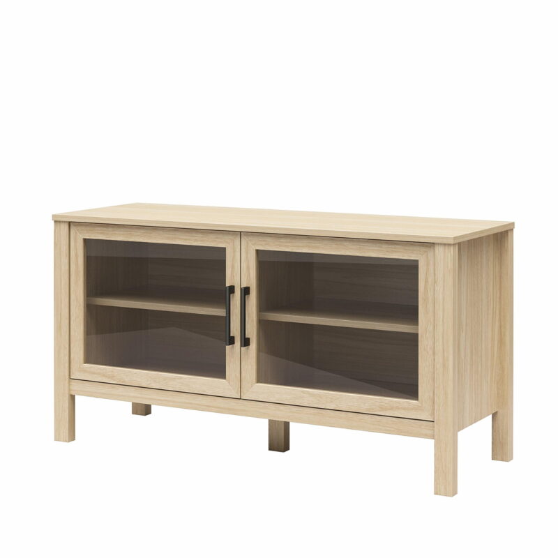 Mainstays Glass Door TV Stand for TVs up to 55", Spring Pine - Image 5