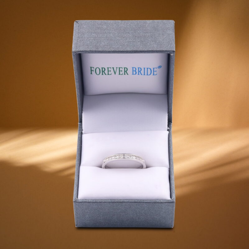 Forever Bride Women's 1/10 CTTW Round Diamond Channel-Set Stackable Wedding Band in Sterling Silver - Image 5