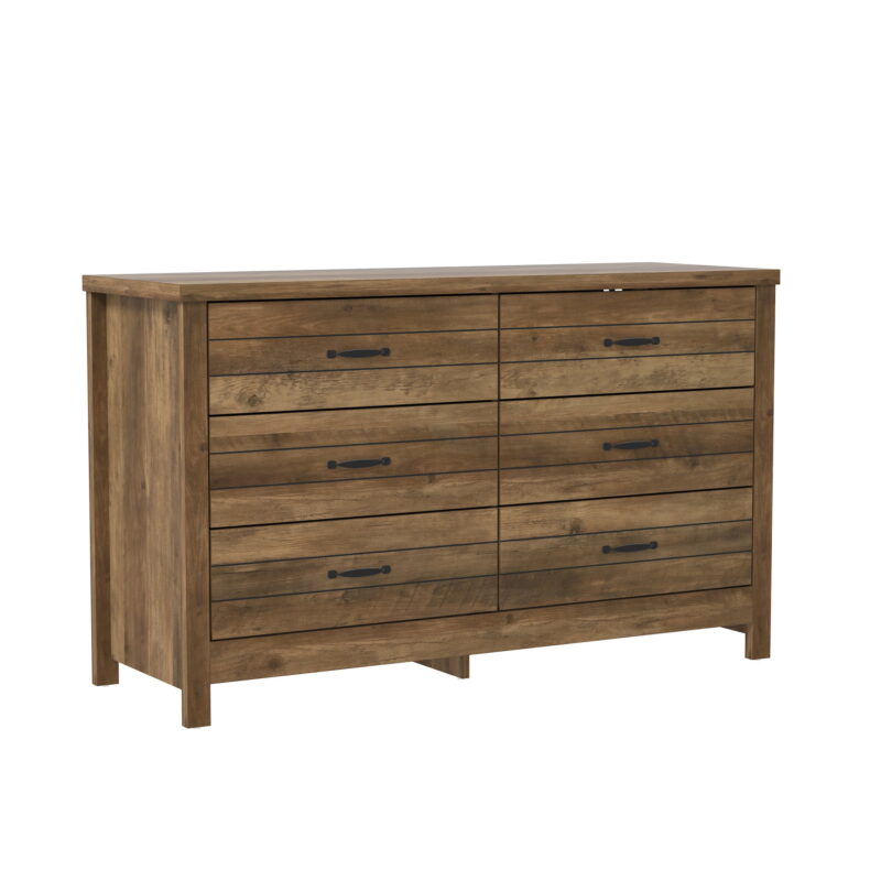 Lancaster Wood 6 Drawer Dresser, Knotty Oak, by Hillsdale Living Essentials - Image 6