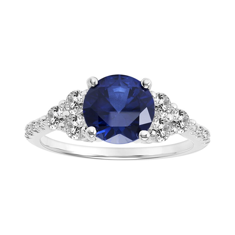 3 Carat T.G.W. Created Blue & White Sapphire and Diamond-Accent Sterling Silver "Azure Gem" Engagement Ring - Image 2
