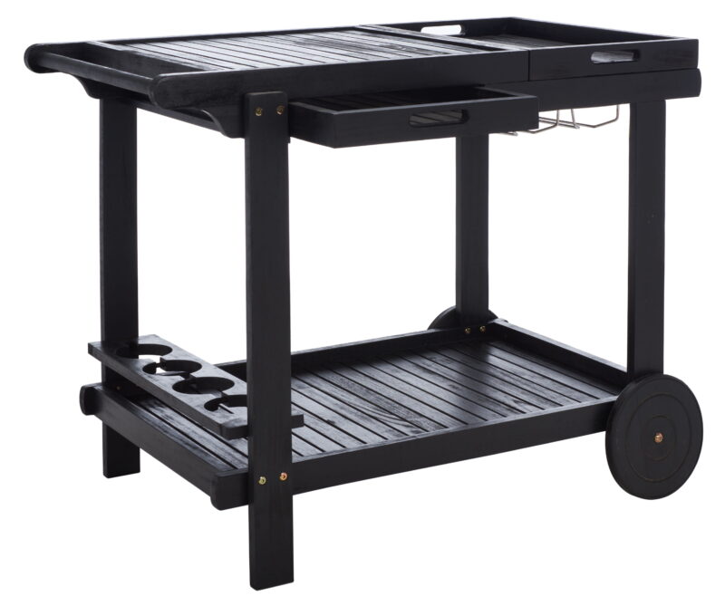 SAFAVIEH Orland Outdoor Patio Adjustable Tea Trolley, Black - Image 6