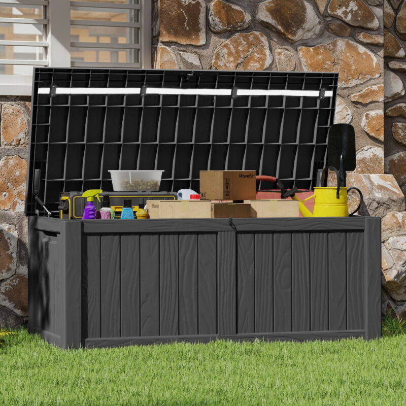 Uforic 120 Gallon Large Resin Deck Box, Outdoor Storage Box, Patio Big Container Box, Waterproof, Lockable, Dark Grey - Image 7