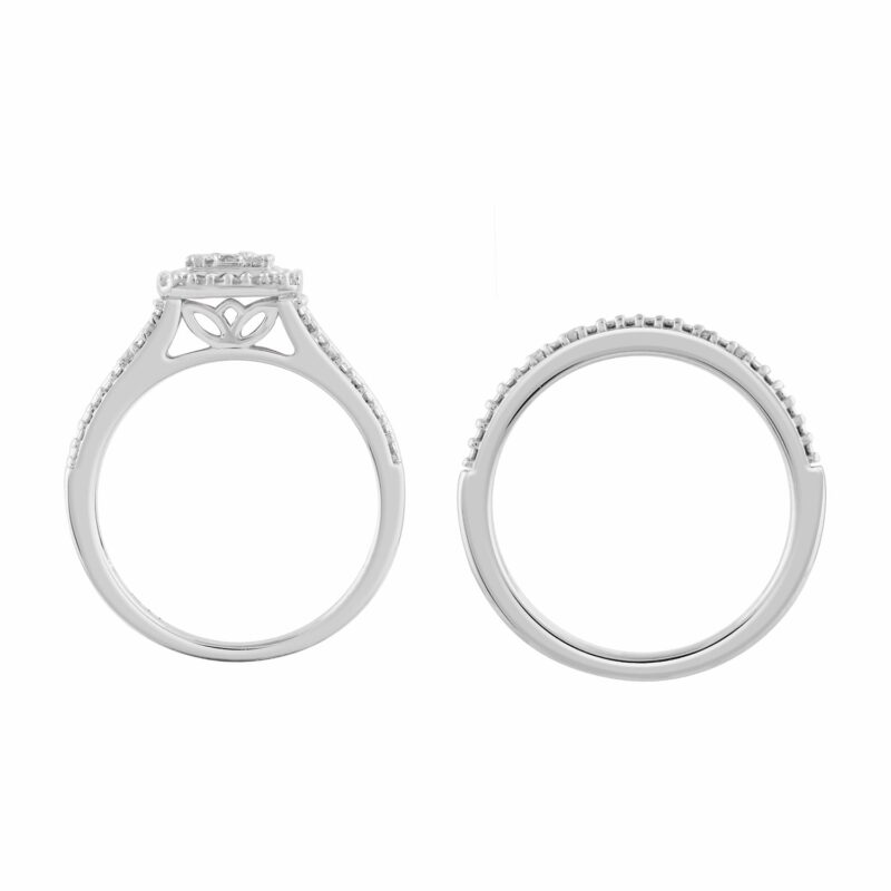 Forever Bride Sterling Silver 1/3 CTTW Diamond Bridal Ring Set, Women, Adults - Image 2