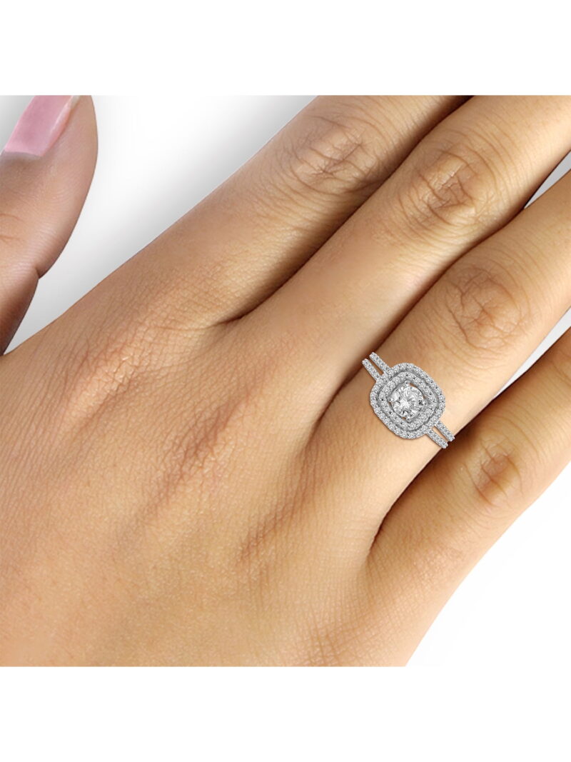 Diamonice 0.925 Sterling Silver 3.00 Carat White Cubic Zirconia Ring for Women | Cubic Zirconias for Everyday Womens Wear - Image 2