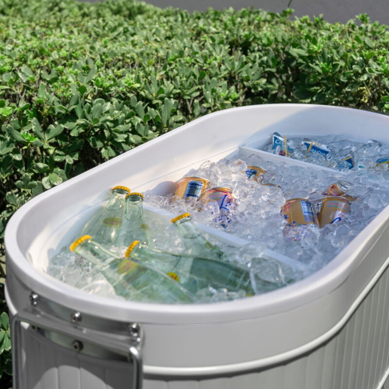 Permasteel 120-QT Outdoor Portable Patio Cooler Ice Chest with 2 Drink Dividers, Swivel Caster Wheels, Heavy-Duty Handles, White - Image 5