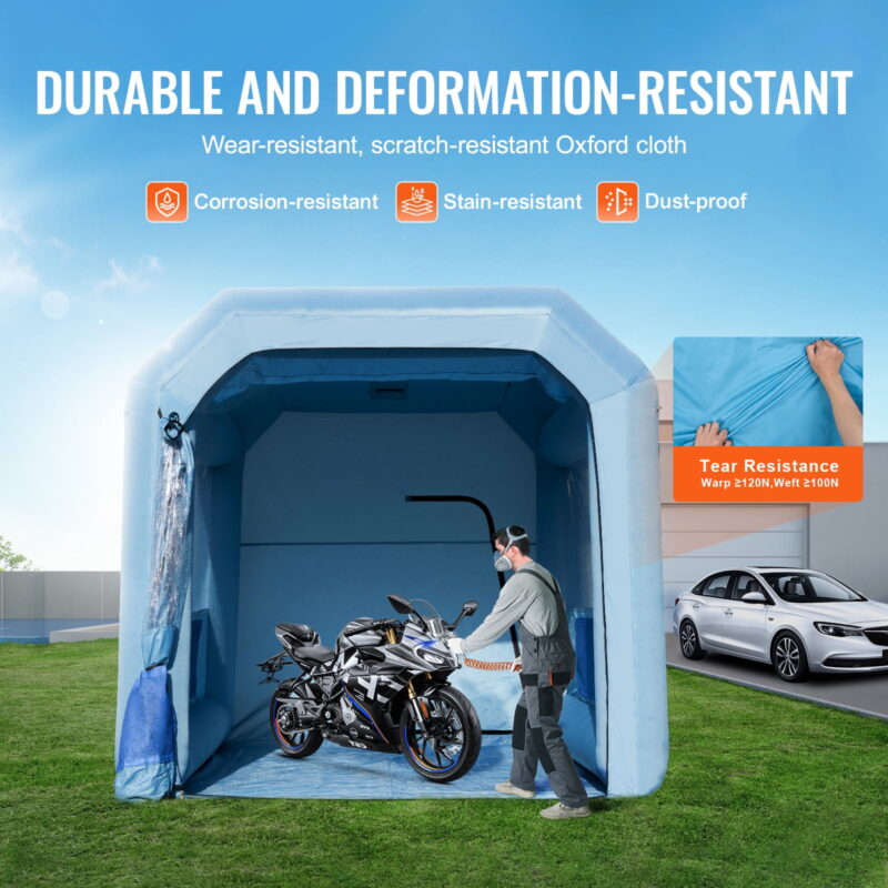 KFFKFF Portable Spray Shelter, 13.1x9.8x9 ft, Includes 750W Blower & Filtration System, Ideal for Motorcycles, Bicycles & Vehicle Parts - Image 5