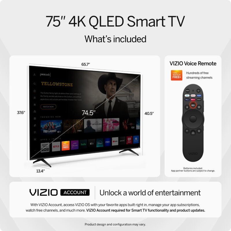 VIZIO 75" Class Quantum 4K QLED HDR Smart TV (NEW) M75Q6-L4 - Image 3