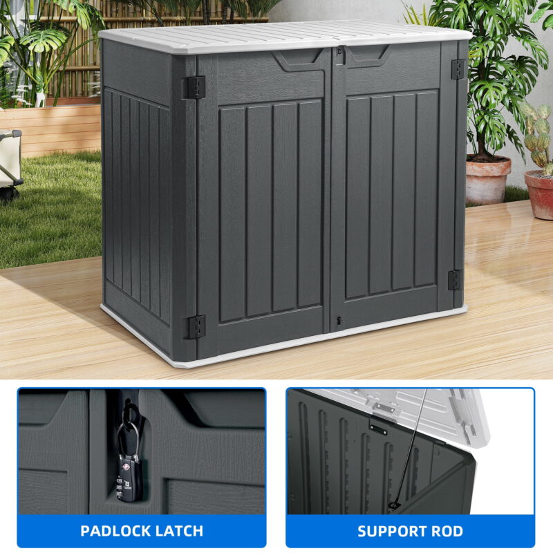 Uforic 4.5x4ft Horizontal Resin Outdoor Storage Shed, Waterproof & Lockable, Dark Gray - Image 3