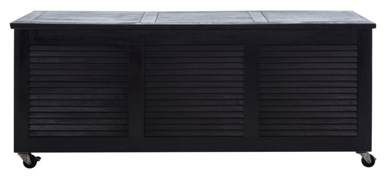 Safavieh PAT Collection Outdoor Wheels 76 Gallons Wood Deck Box, Black - Image 2