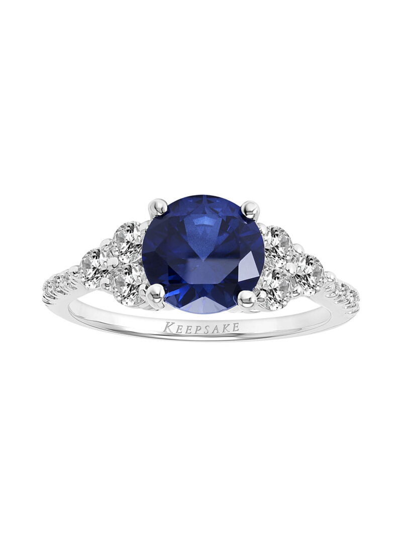 3 Carat T.G.W. Created Blue & White Sapphire and Diamond-Accent Sterling Silver "Azure Gem" Engagement Ring