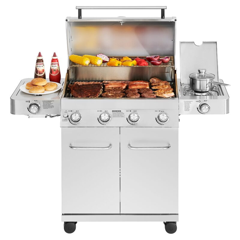 Monument Grills 4-Burner Propane Gas Grill in Stainless with LED Controls, Side and Side Sear Burners - Image 7