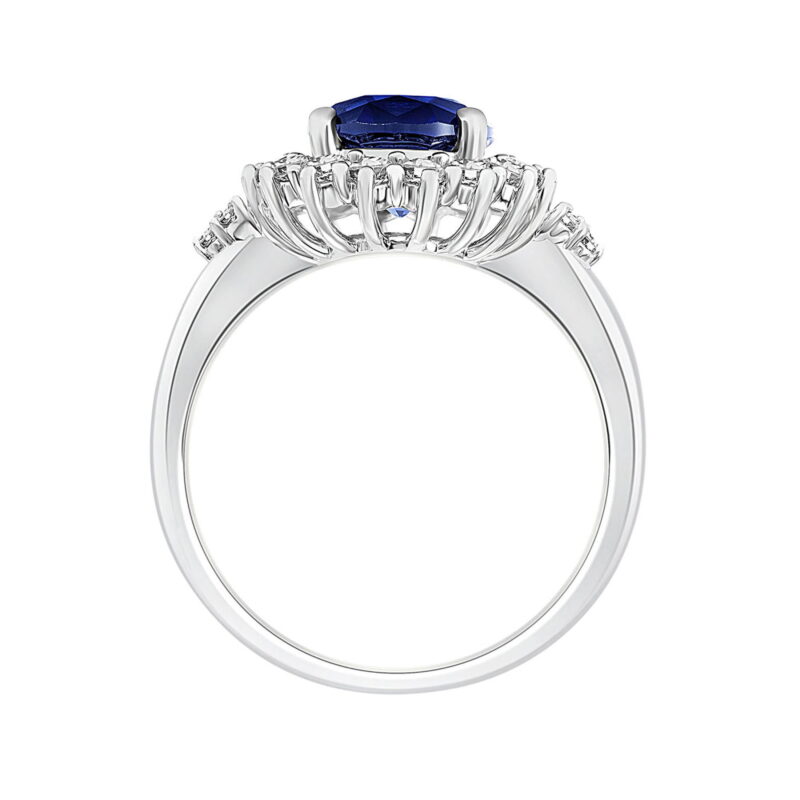 4 1/10 Carat T.G.W Created Blue & White Sapphire and Diamond-Accent Halo Sterling Silver "Indigo Gem" Engagement Ring - Image 2