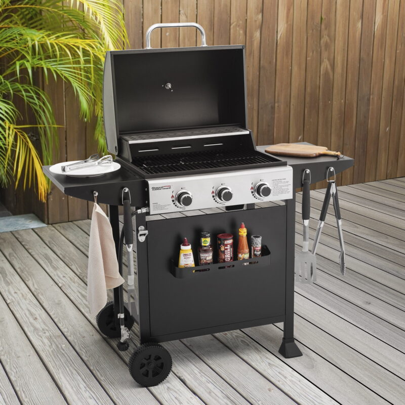Royal Gourmet 3-Burner BBQ Gas Grill with Front Spice Rack, Two Side Shelves and Hooks, 30,000 BTU, GH3001H - Image 3