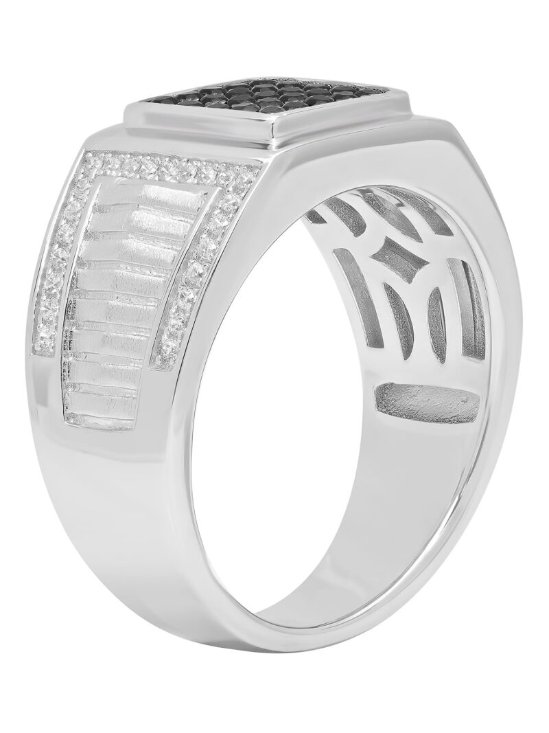Men’s Sterling Silver Two Tone Cubic Zirconia Ring - Image 4