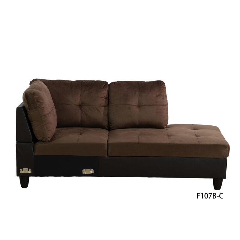 Hommoo Lint &PVC Sectional Sofa Couch Living Room Furniture Sets, Modern L Shaped Sectional Sofa Set, Brown(No Ottoman) - Image 4