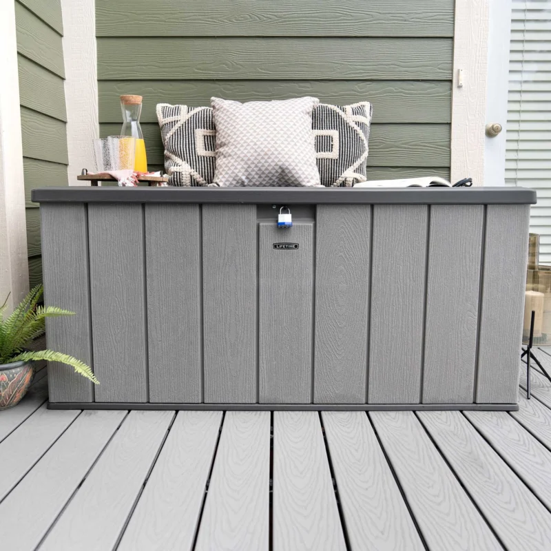 Lifetime New Outdoor Polyethylene Deck Box and Bench 150 Gallon, Gray (60340) - Image 4