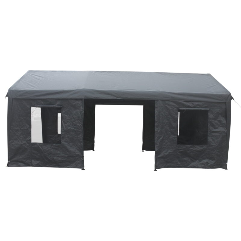 Miniyam Outdoor Carport, 10'x20' Heavy Duty Carport with Roll-up Ventilated Windows, Portable Garage with Removable Sidewalls & Doors for Car, Truck, Gray - Image 4
