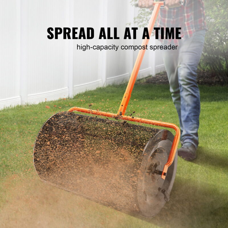 KFFKFF 24" Wide 24.4-26.4" Height Adjustable Compost Spreader Peat Moss Spreader - Image 4