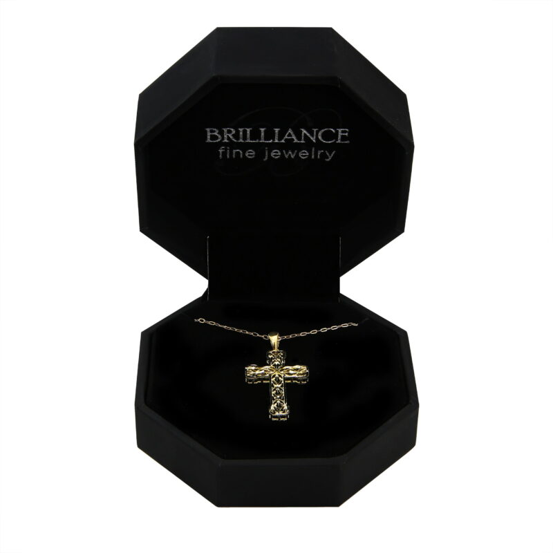 Brilliance Fine Jewelry 10KT Yellow Gold Filigree Cross Pendant with 18" Gold Filled Chain - Image 4