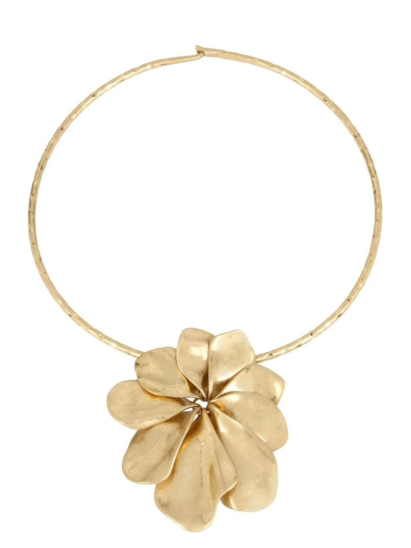 Sculptural Flower Pendant Collar Necklace - Image 2