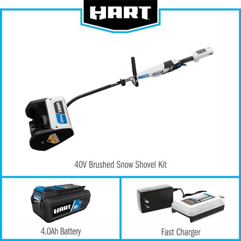 HART 40-Volt 12-inch Single Stage Battery-Powered Snow Shovel Kit, (1) 4.0Ah Lithium-Ion Battery - Image 4