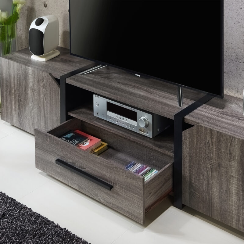 Furniture of America Clipe TV Stand for TVs up to 85", Distressed Gray - Image 3