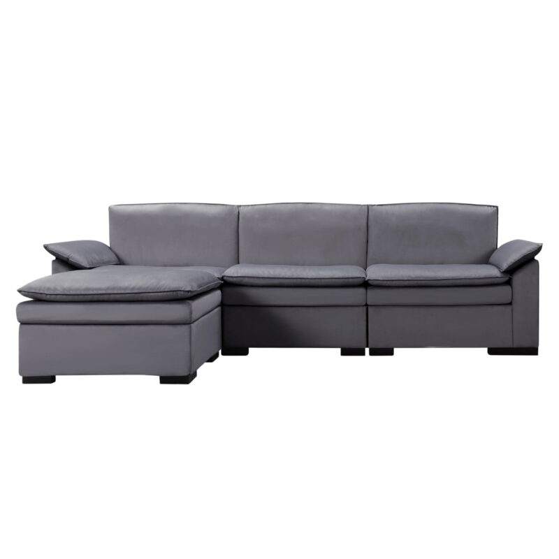 Gewnee Modular Sectional Sofa with Movable Ottoman,4 Seater L Shaped Velvet Couch Furniture Sets for Living Room - Image 5