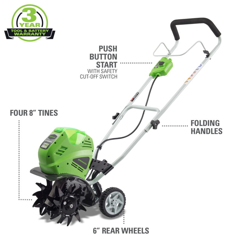 Greenworks 40V 10" Front-Tine Standard Rotating Walk-Behind Garden Cultivator, Battery Not Included 27062A - Image 2