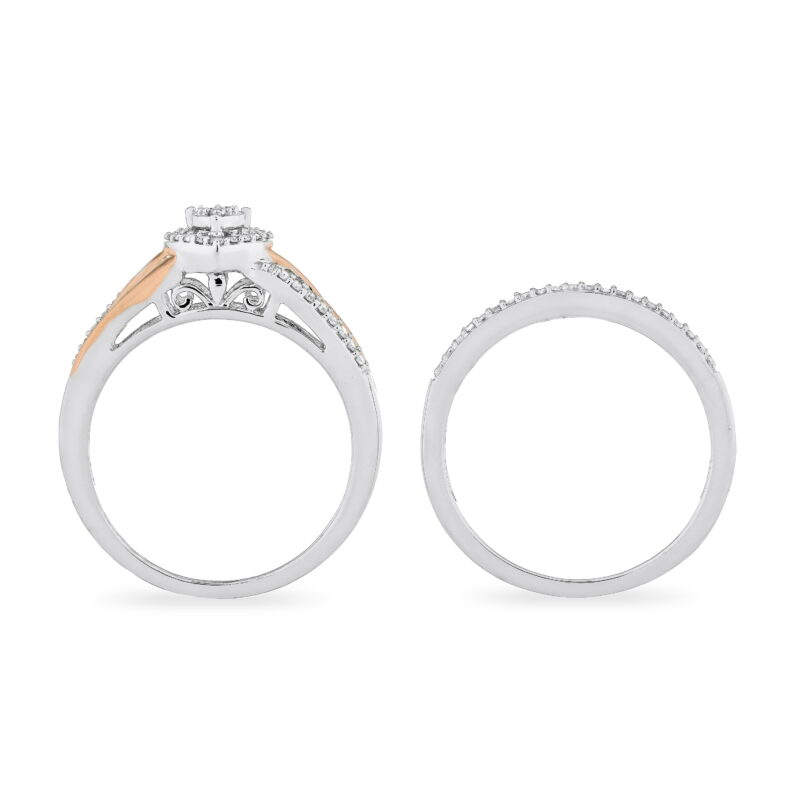 forever Bride 1/5 ct t.w. Heart Ring Set 14kt Gold 925 Sterling Silver - Image 3