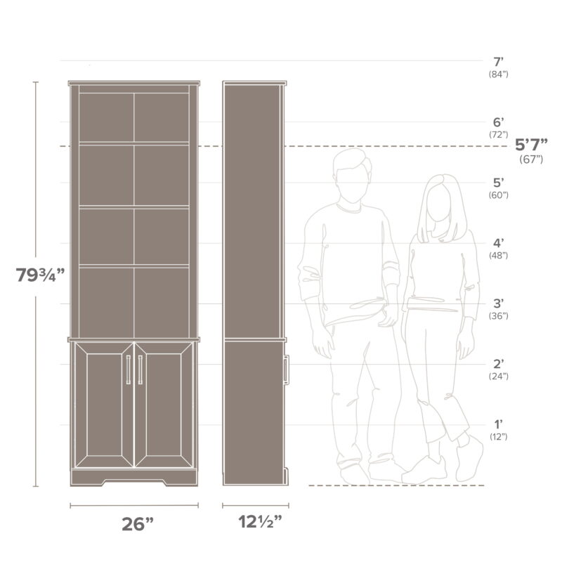 Prepac Rustic Ridge Washed White 26" W x 79.75" H x 12.5" D Bookcase - Image 3