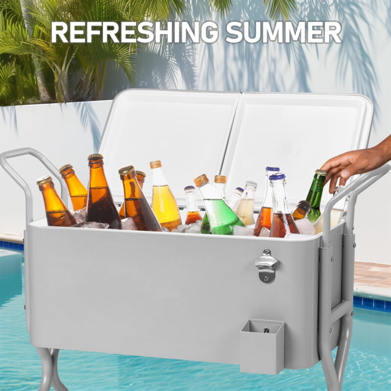 80qt Outdoor Beverage Rolling Cooler for Backyard Deck Patio with Wheels - Image 2