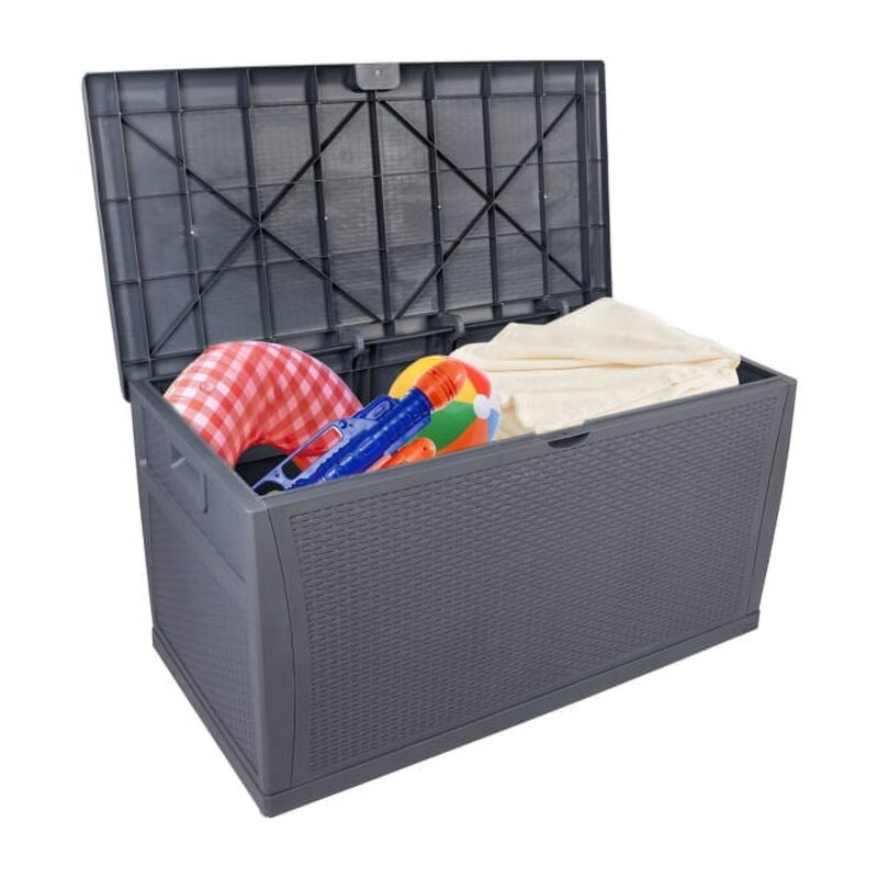 460L Outdoor Garden Plastic Storage Deck Box , Lockable, Waterproof, Dual Function Seat,Gray - Image 3
