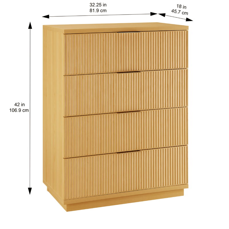 Better Homes & Gardens Lillian Fluted 4 Drawer Dresser, Natural Pine - Image 5