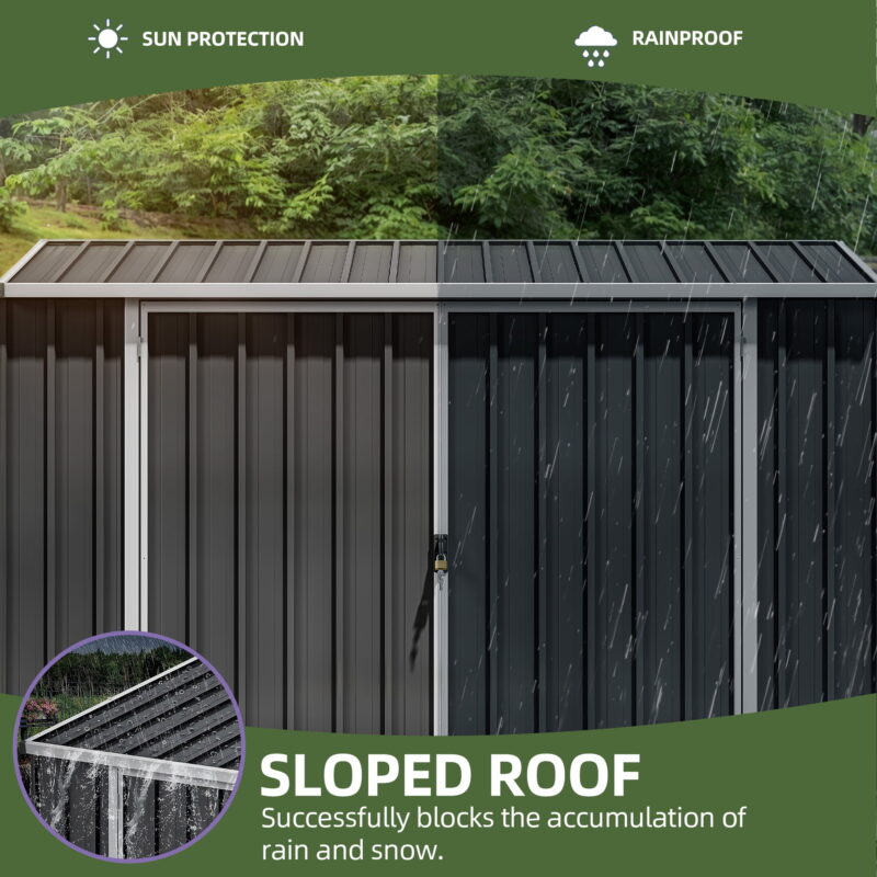 Uforic 8' x 4' Outdoor Storage Shed, Metal Tools Garden Shed with 3 Lockable Doors & Air Vent & Sloped Roof - Image 6