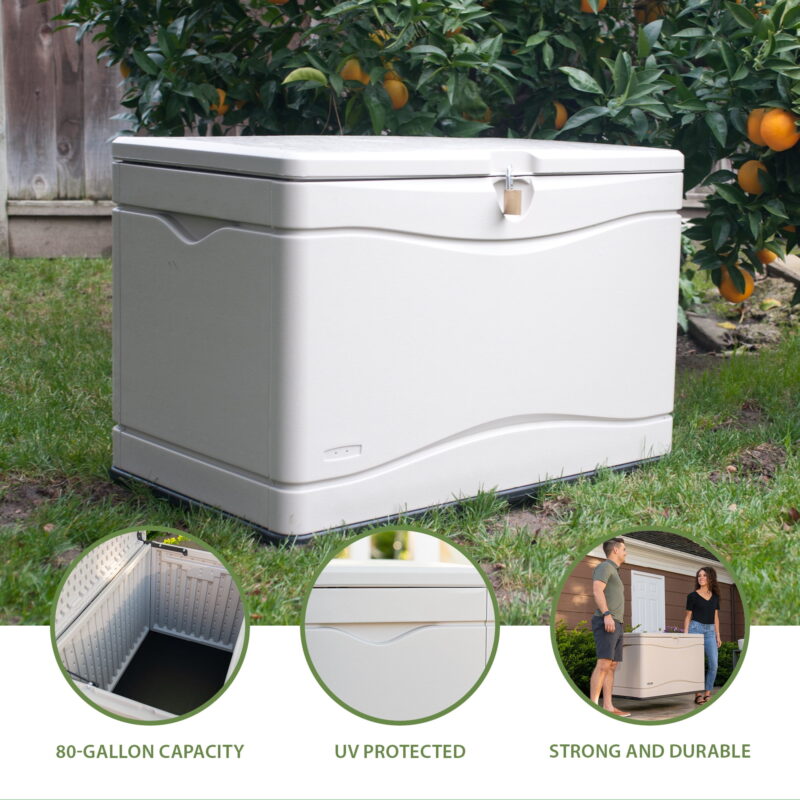 Lifetime New Outdoor Polyethylene Deck Box and Bench 80 Gal., Tan (60059) - Image 2