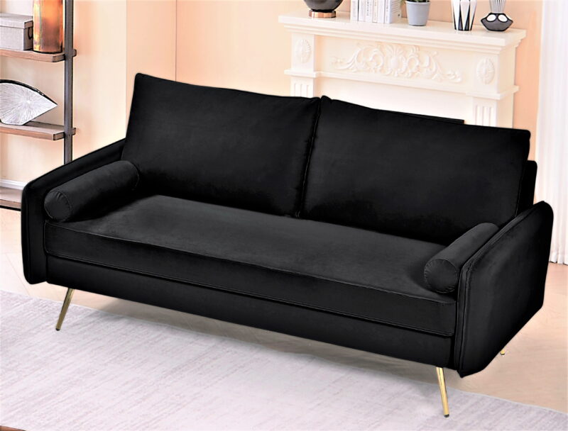 US Pride Furniture Villeda 70''W Polyester Square Arms Sofa Black - Image 4