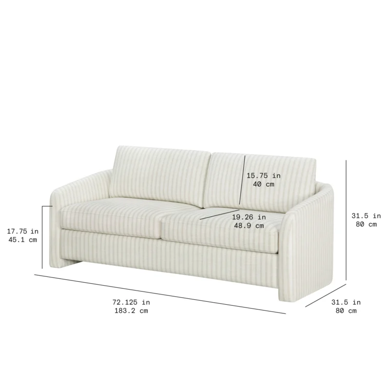 Beautiful Drew 72.2" Sofa by Drew Barrymore for Adults, Striped Linen - Image 2
